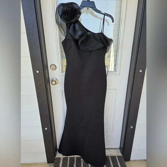 $208 Eliza J Women One-Shoulder Rosette-Detail Evening Gown Sz 10 NWT Old Money - Picture 5 of 14